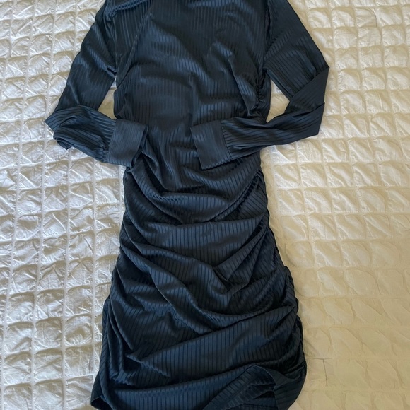 Veronica Beard Davila Blue Asymmetrical Ruched Bodycon Dress in Marine - Picture 11 of 12